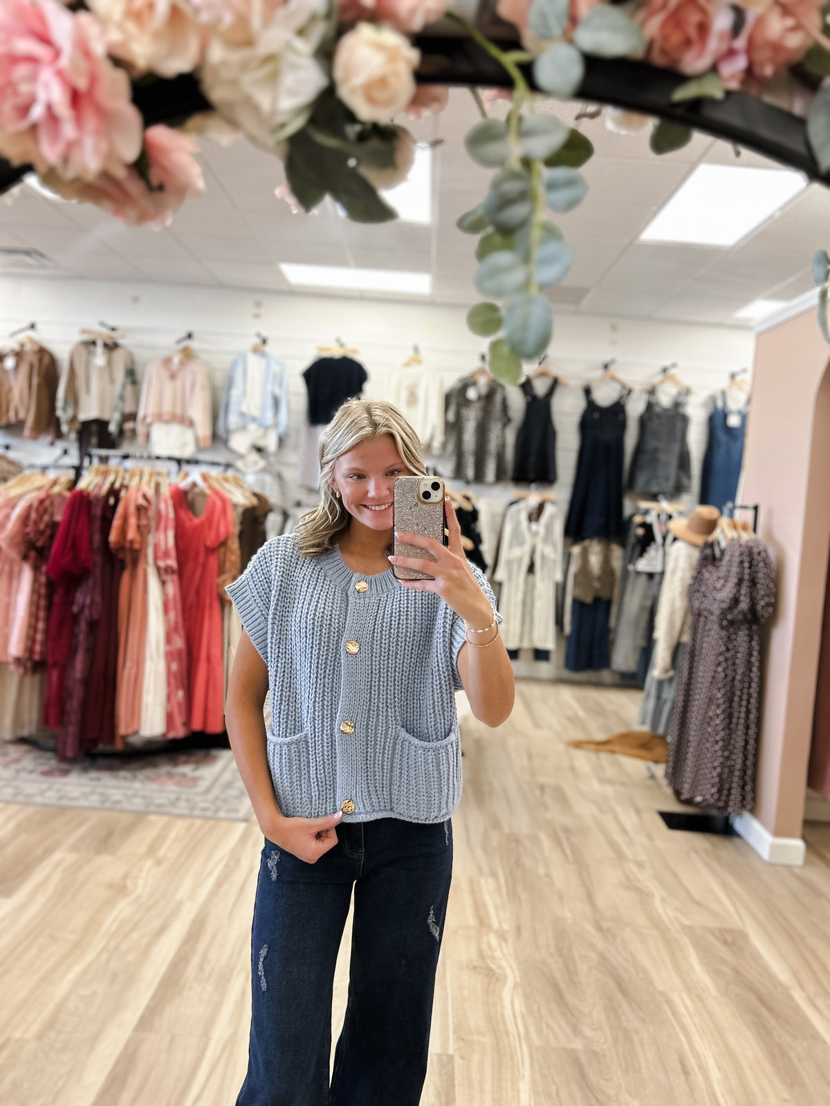 Dusty Blue Golden Touch Cardigan