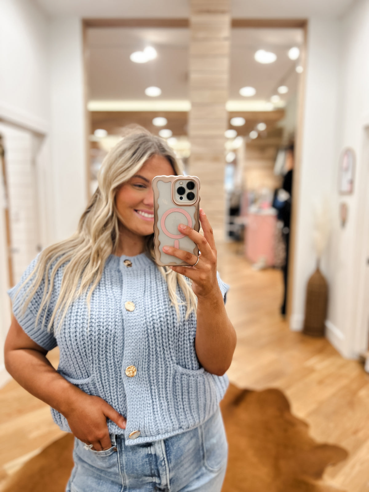 Dusty Blue Golden Touch Cardigan