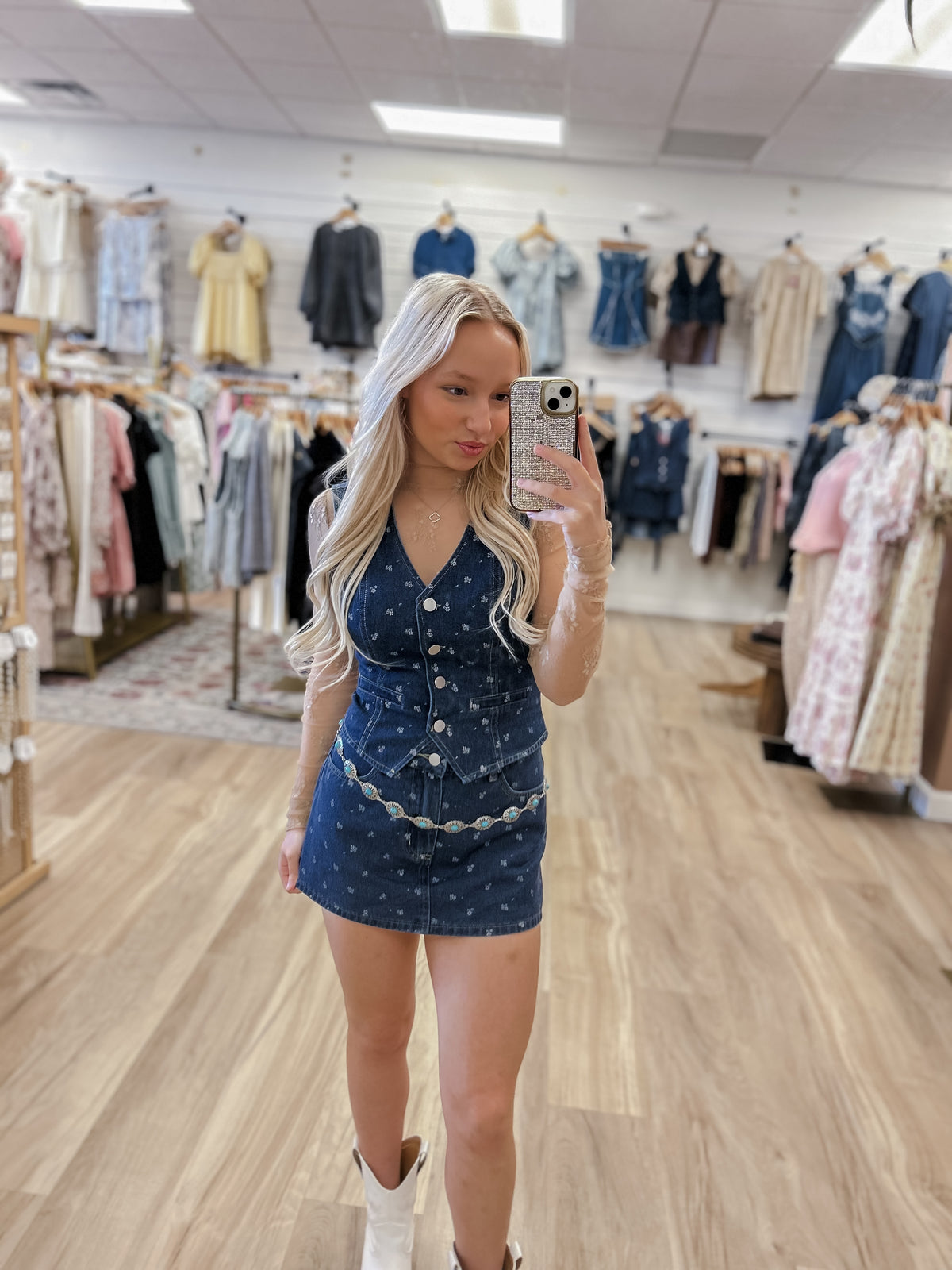 The Flower Denim Bloom Skirt