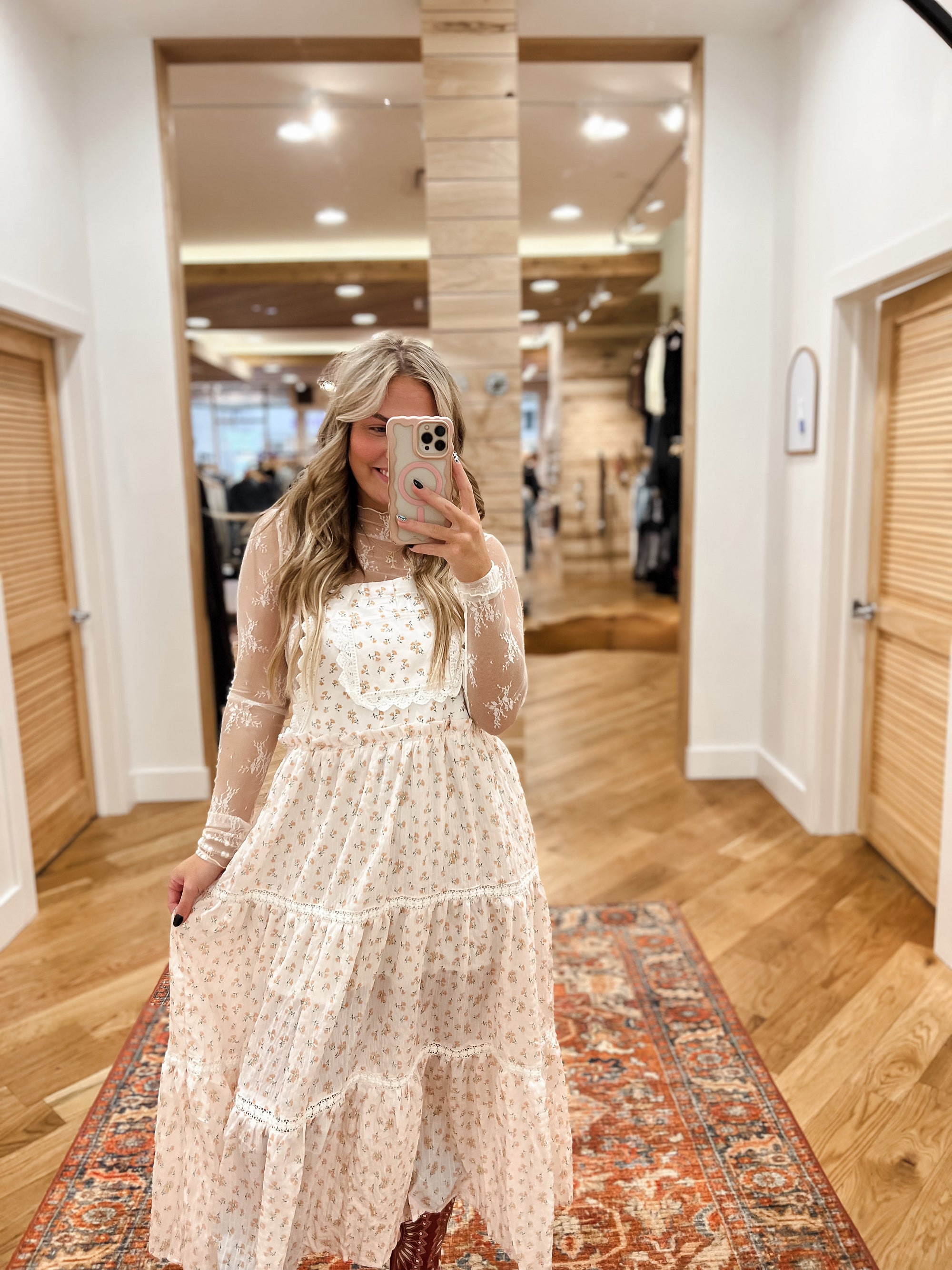 Blushing Peach Overall Dress
