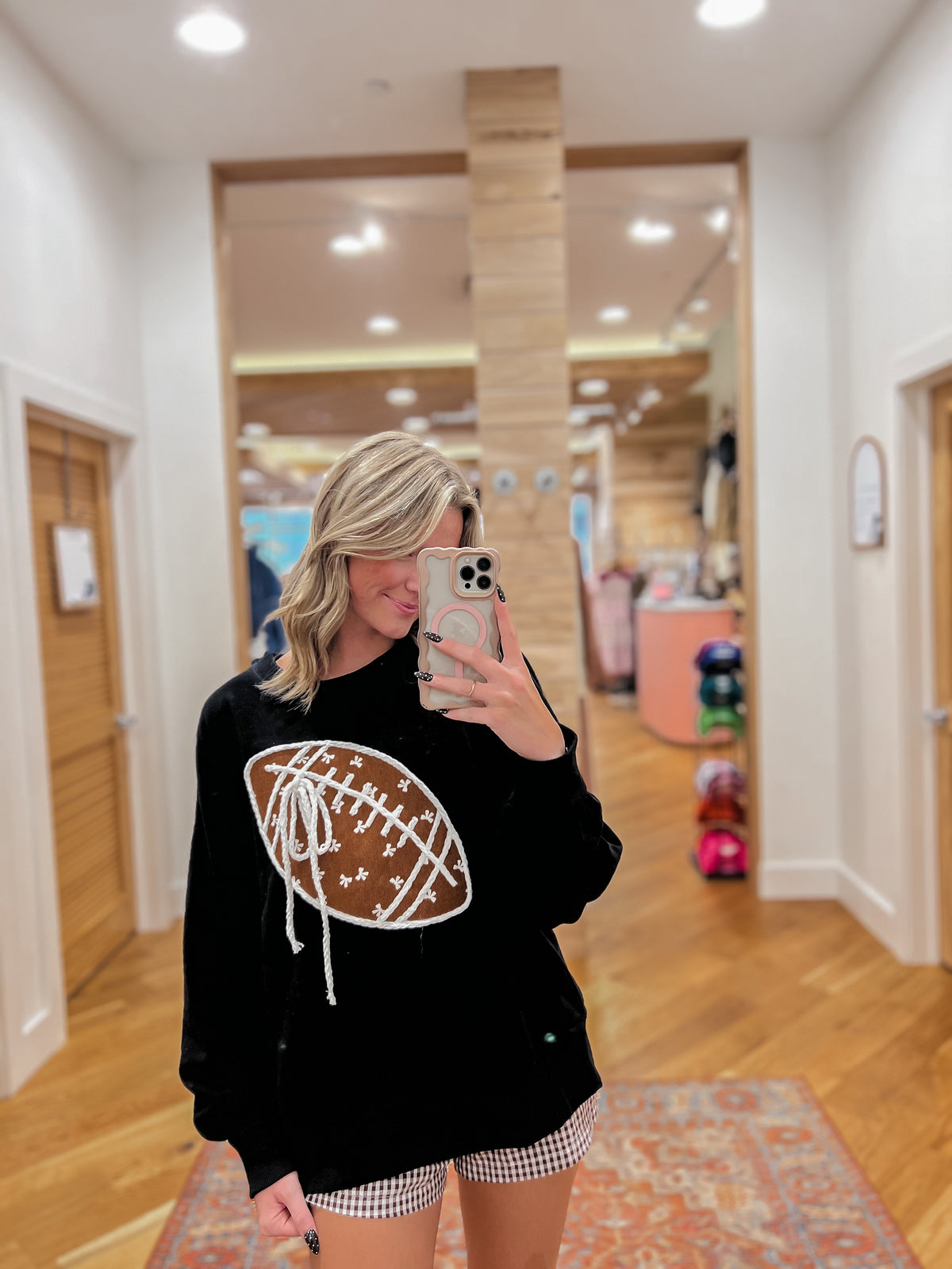 Game Day Football Bow Black Sweatshirt