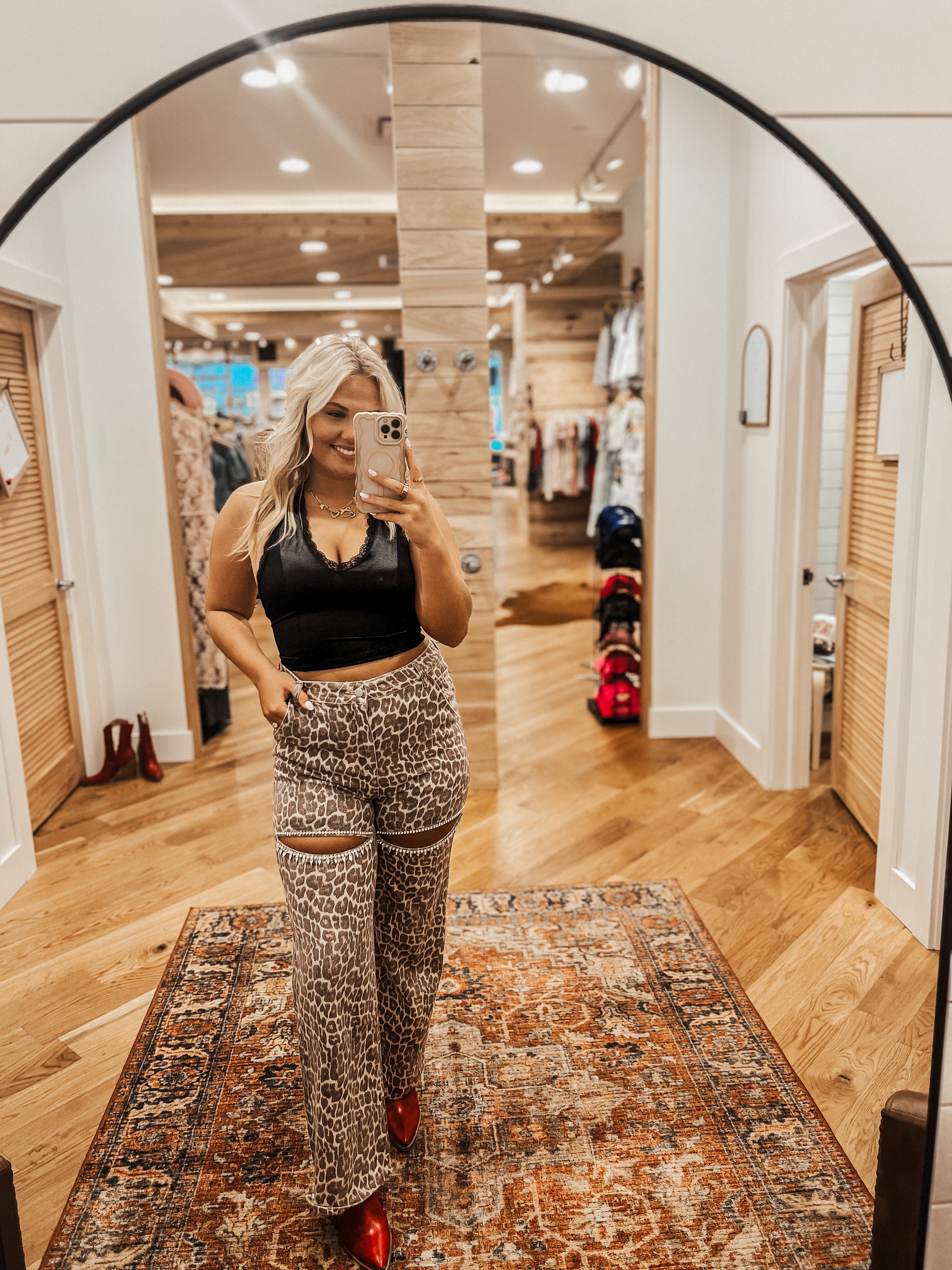 Leopard Rodeo Cutout Jeans