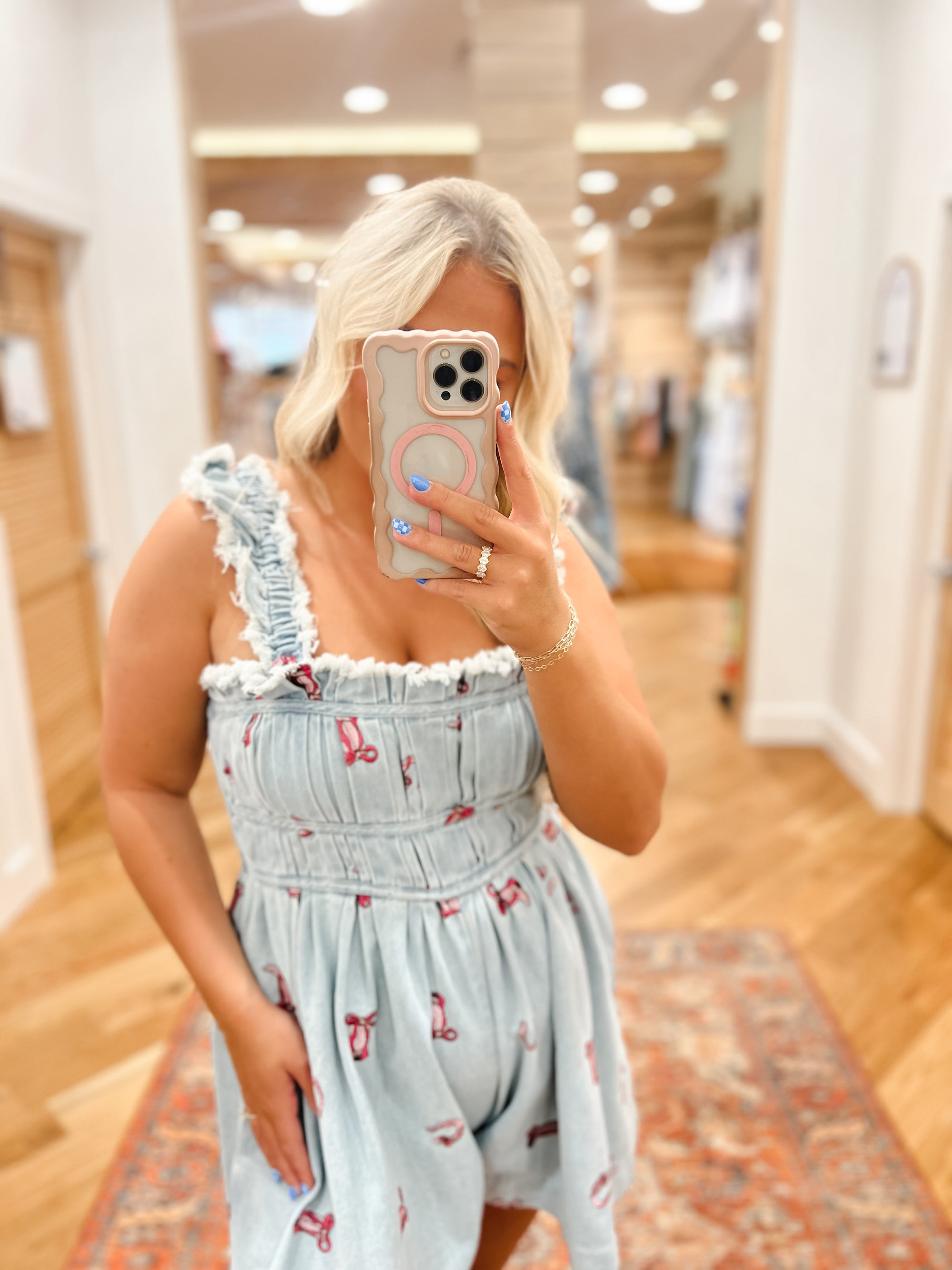 Western Theme Denim Romper
