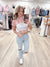 L Lace Blossom Pink and Blue Top