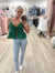Chiffon Green Sleeveless Ruffled Cami Top