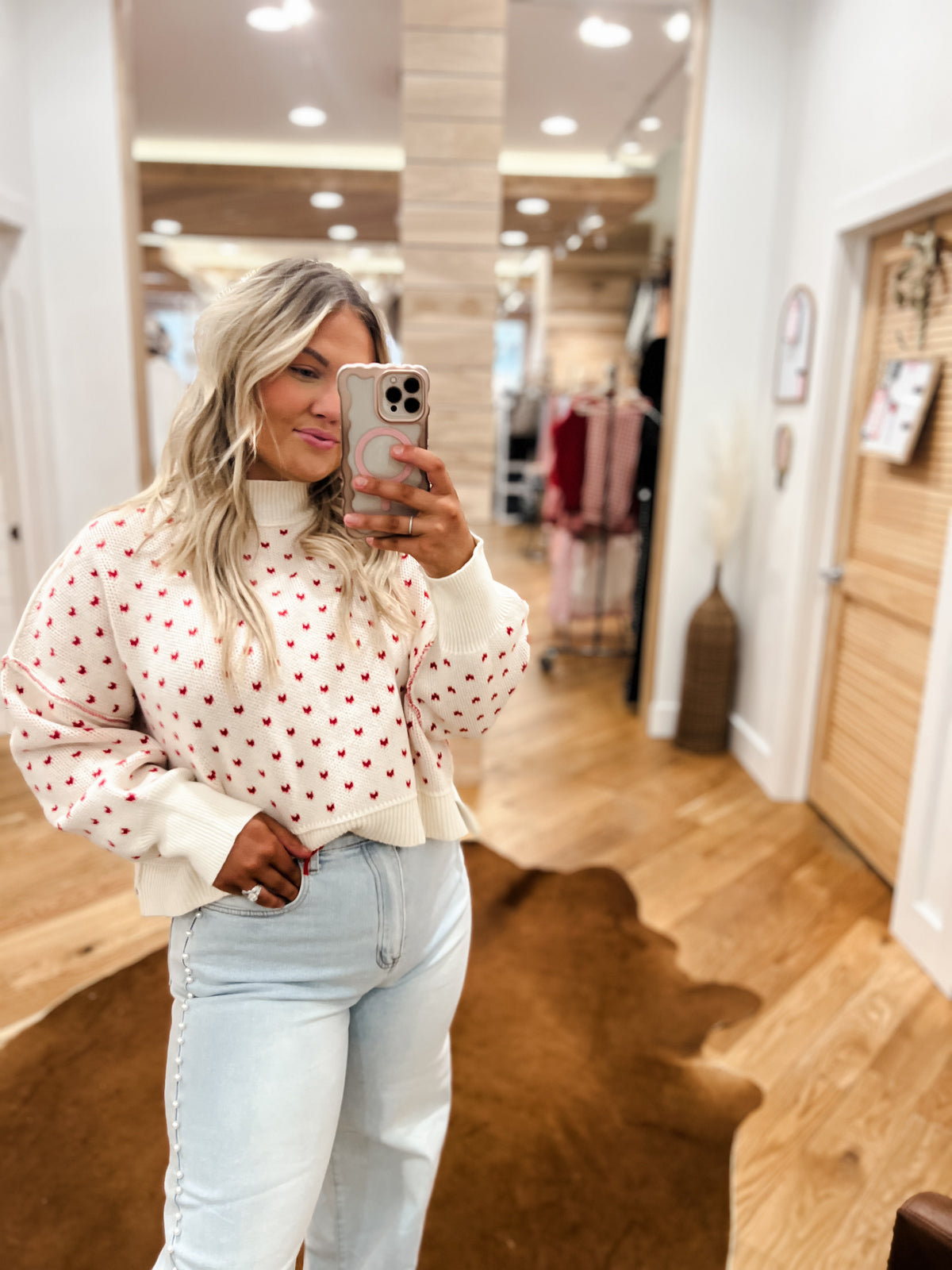 Blushing Hearts Sweater