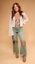 V Army Green 90’s Vintage Crop Flare Jeans