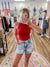 R High-Rise Acid Wash Shorts