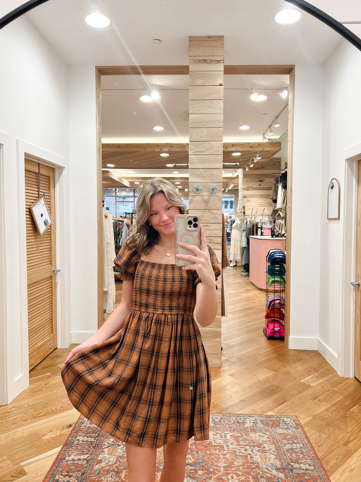 Hadley Brown Plaid Mini Dress