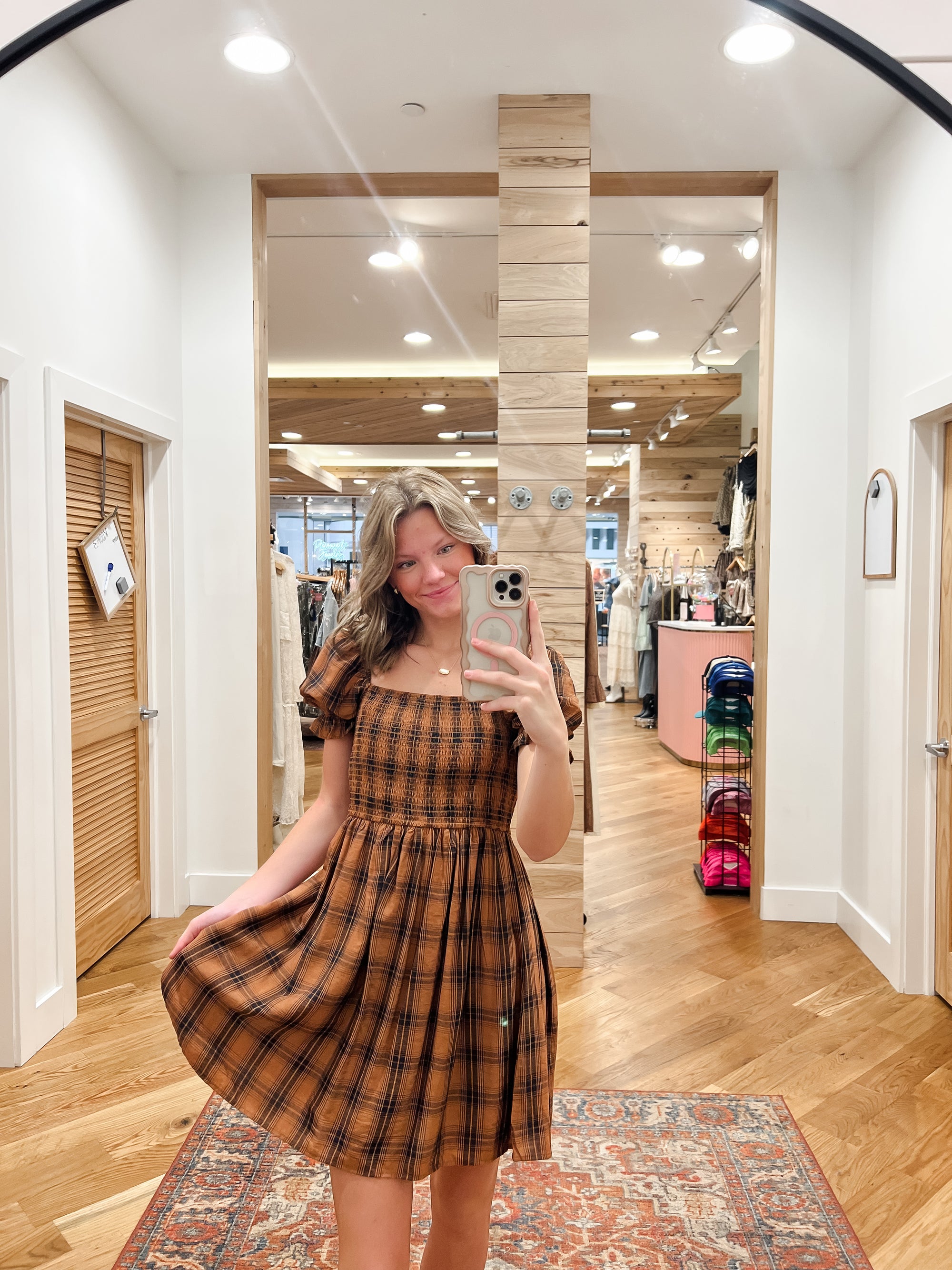 Hadley Brown Plaid Mini Dress