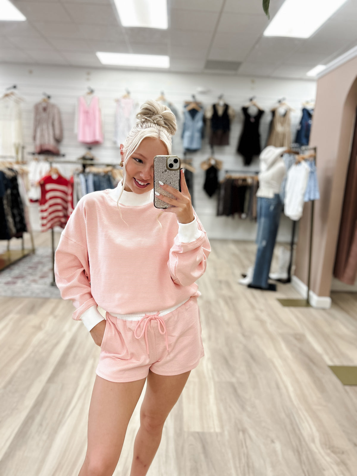 Peach  Breeze Mockneck Pullover