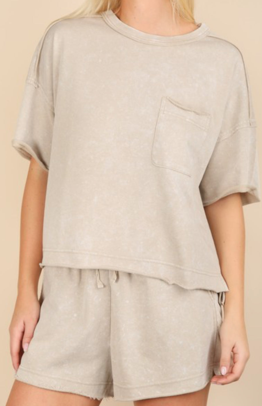 Fadeaway Taupe Lounge Short Set