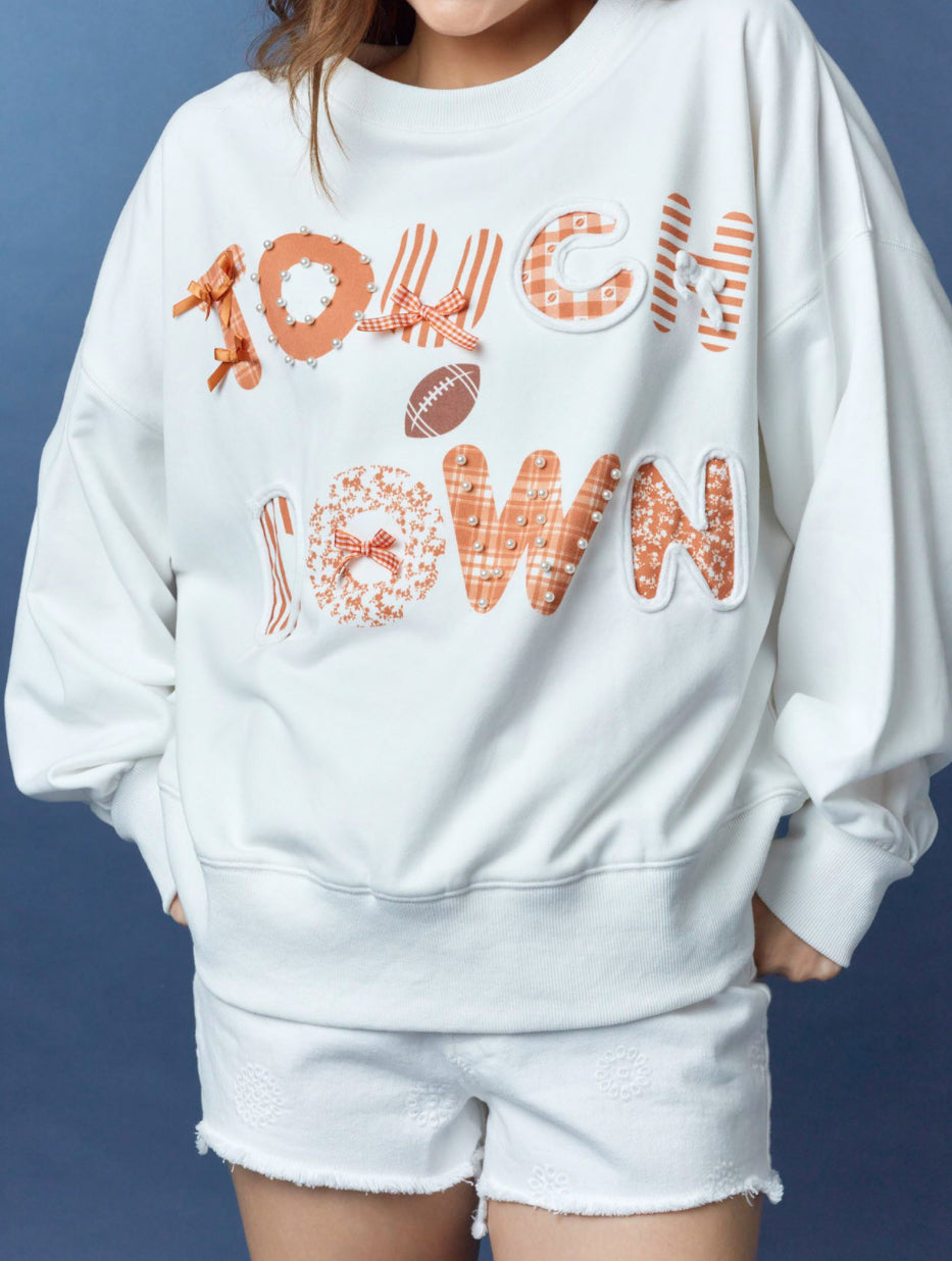 Touchdown Patched Orange and White Sweatshirt