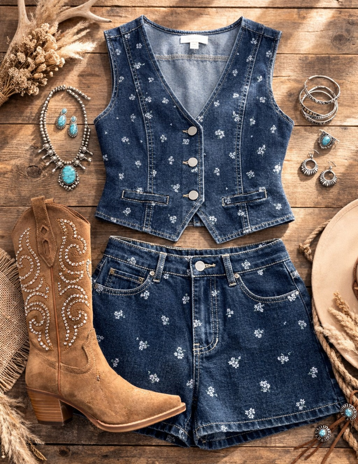 The Flower Denim Bloom Skirt