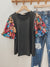 Floral Sequin Sleeve Top