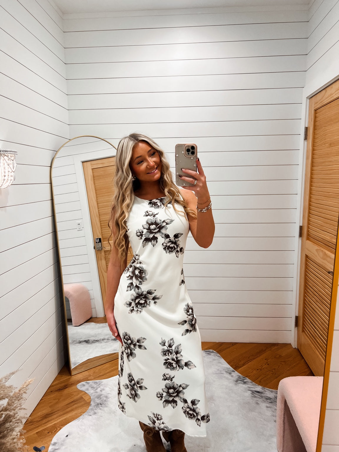Ivory Mocha Floral Maxi Dress — IMG_6816