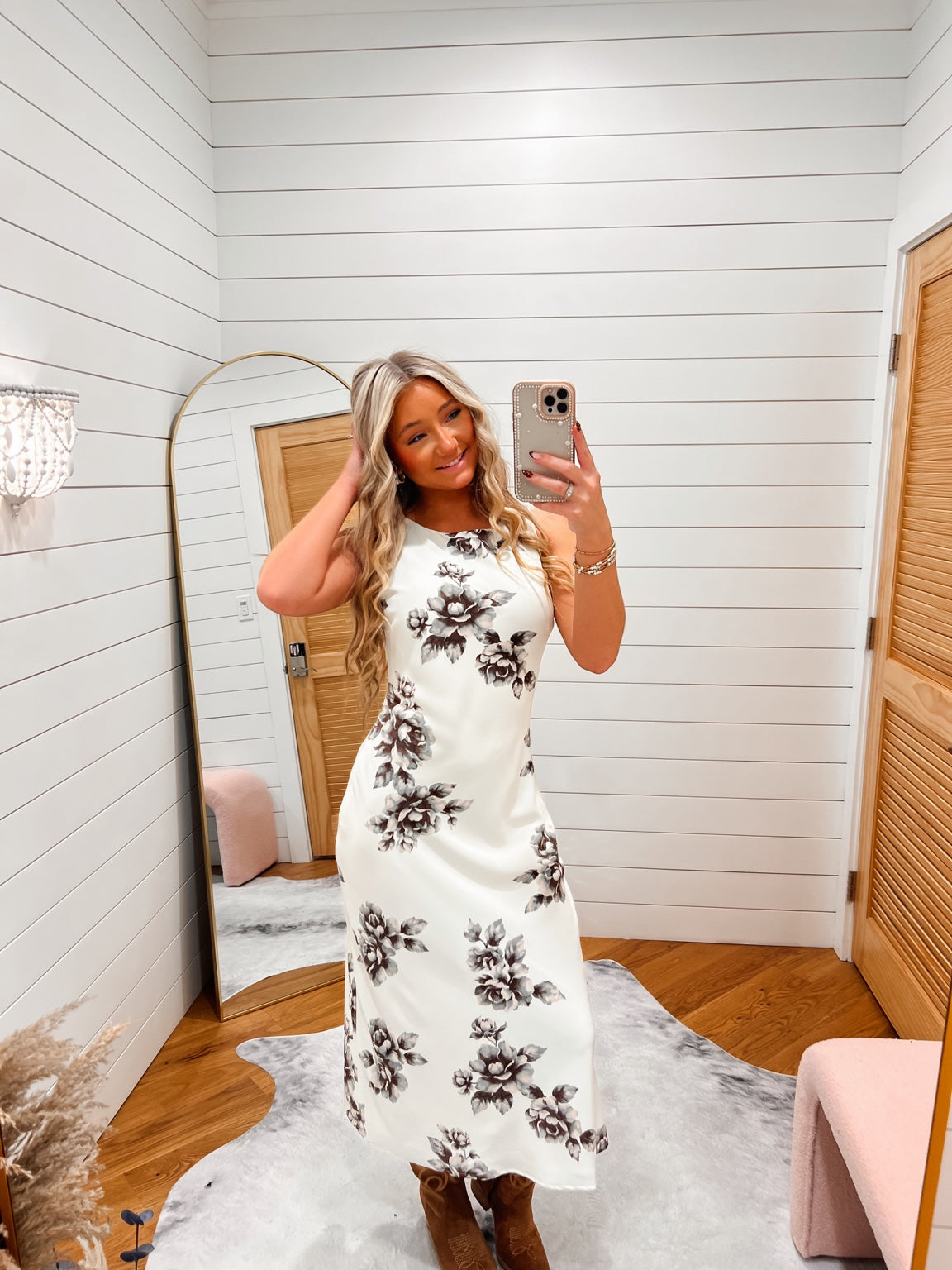 Ivory Mocha Floral Maxi Dress — IMG_6818