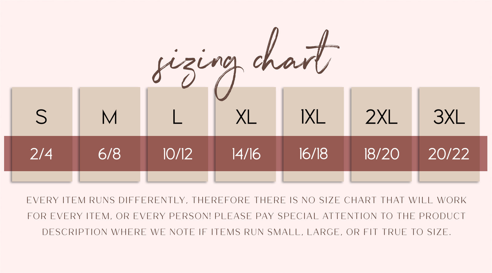 Sizing Guidelines - Willow and Lace Boutique