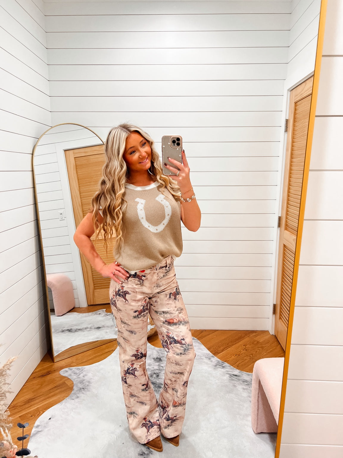 Wild Rodeo Western Jeans styled with Horse Shoe Sweater
